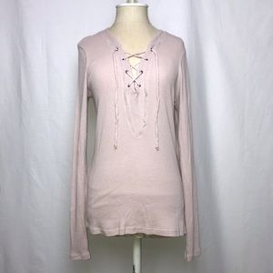 Anthropologie | Michael Stars Lace Up V-neck Top